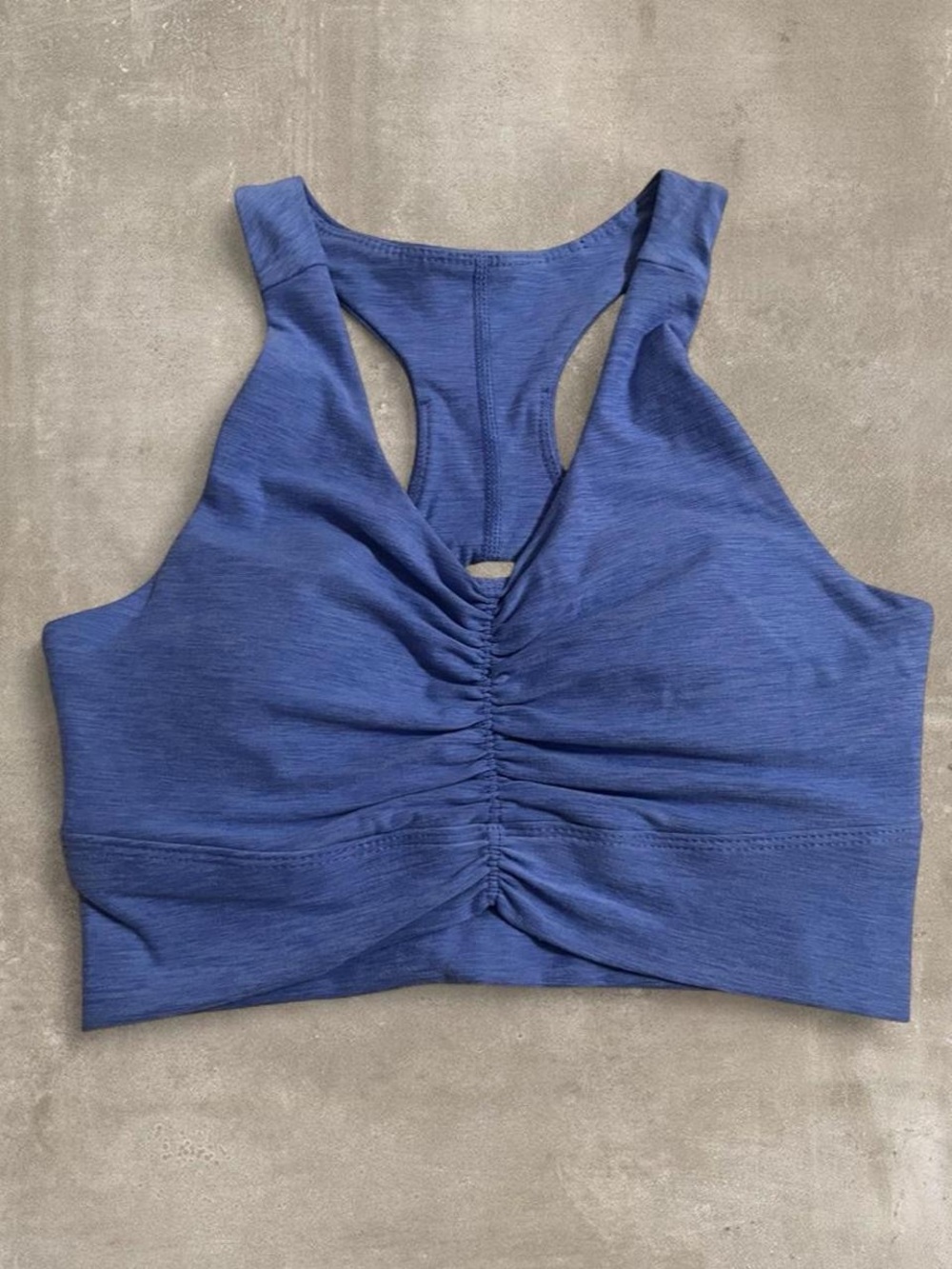 Athletic Works Blue Ruched Racerback Sports Bra Crop Top